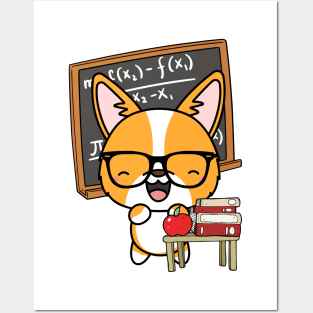 Funny Corgi is teaching Posters and Art